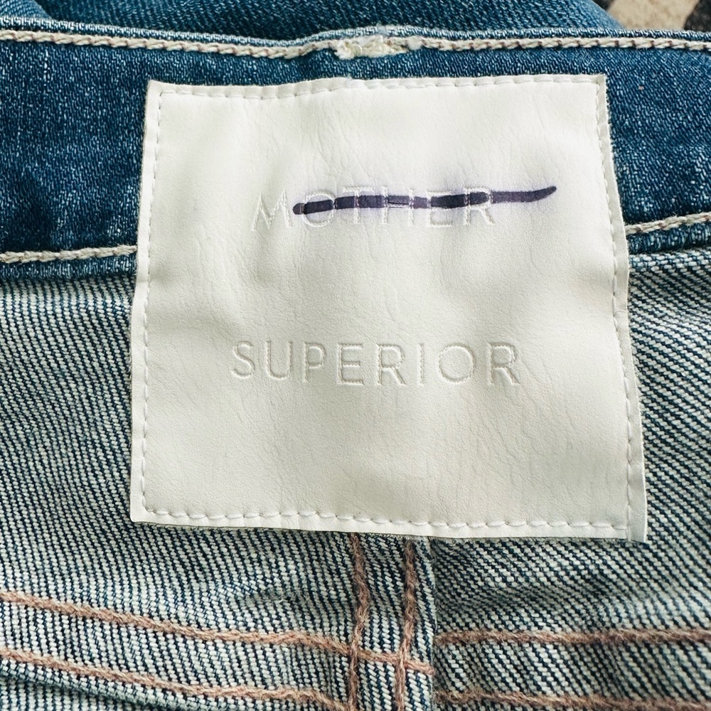 Mother Denim Born to Bite Flares, light distressing and a raw hem. - Picture 4 of 9